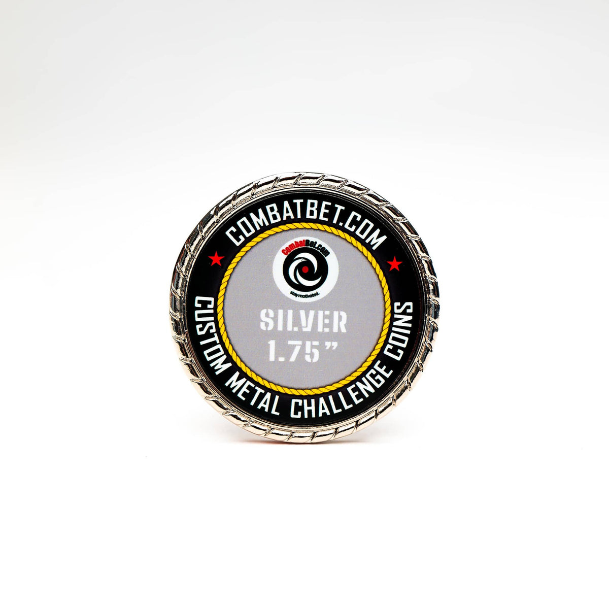 1.75&quot; Custom Metal Challenge Coins Silver Rope Border